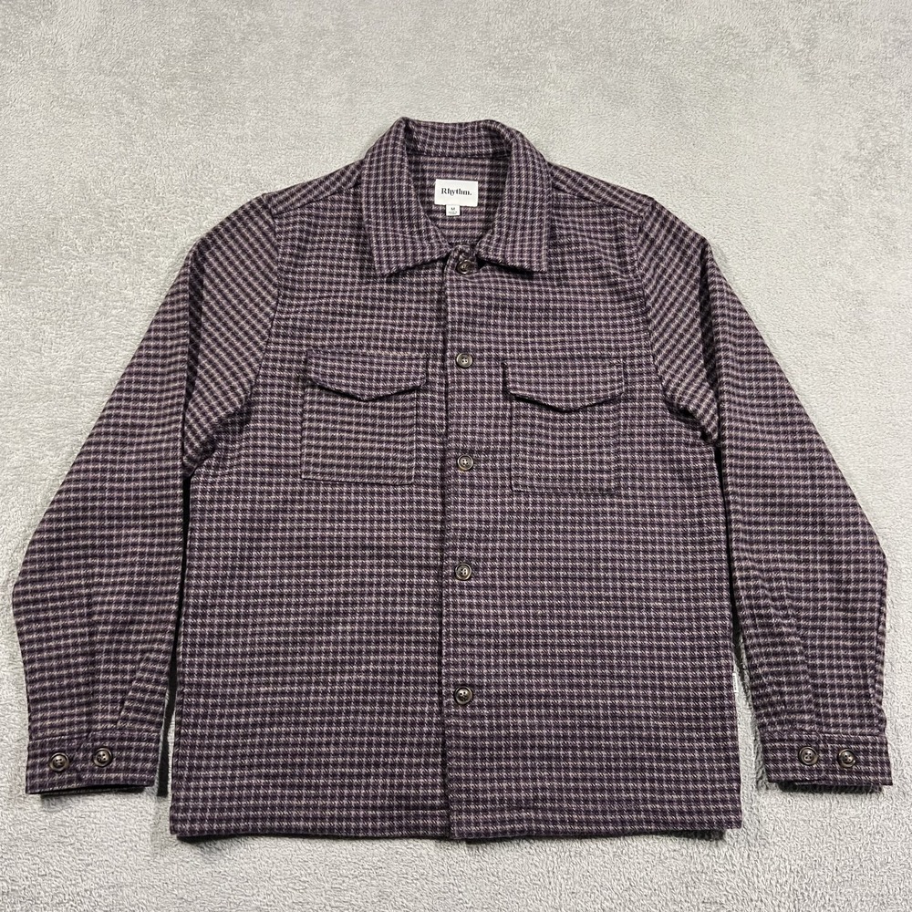 Rhythm Flannel Shirt Overshirt Mens Medium Wool Blend Pockets